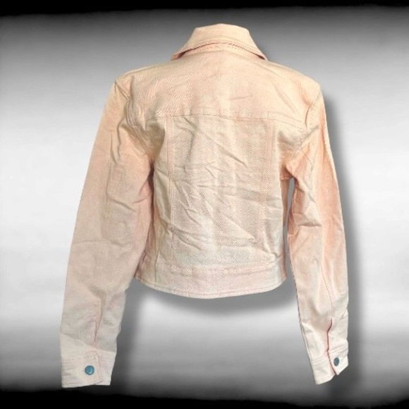 Women's Sz 6 Avec Les Filles Peach Cropped Stretch Cotton Denim Jean Jacket NWT - Picture 5 of 7